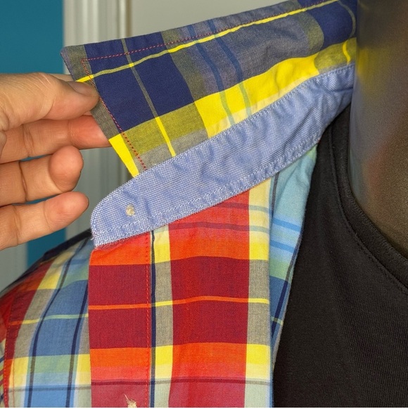 Nautica multi color Plaid Shirt long sleeves button down Vintage y2k Large Euc - Picture 10 of 10